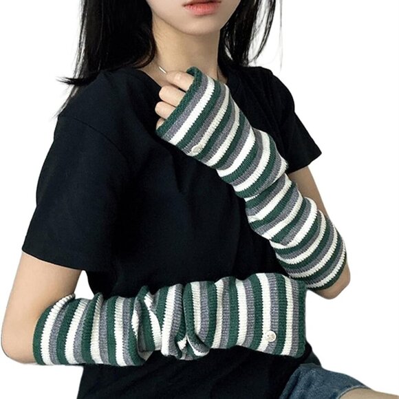 Goth Arm Warmers for Women Y2k Harajuku Punk Rock Rave Gothic Grunge - Picture 1 of 9
